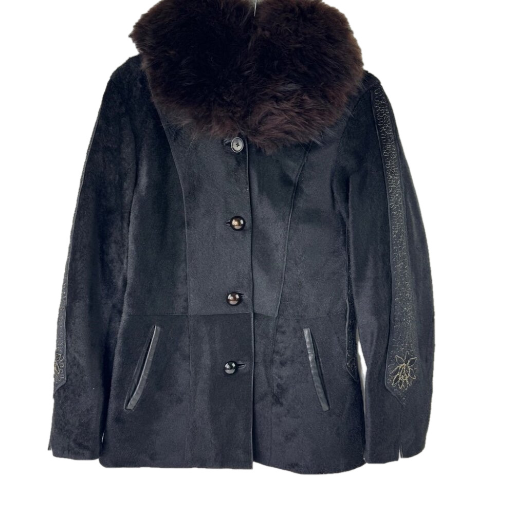 Stella Rossa Gorgeous Italian Lamb Shearling with Gold Embroidery